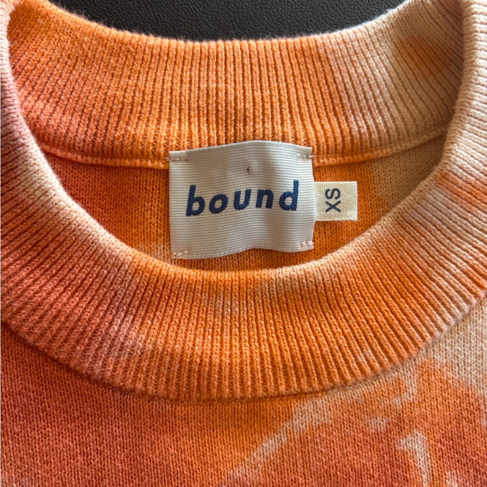 Oversized Crewneck Cotton Tie Dye Sweatshirt Bound XS Pullover Orange Cream - Picture 6 of 7
